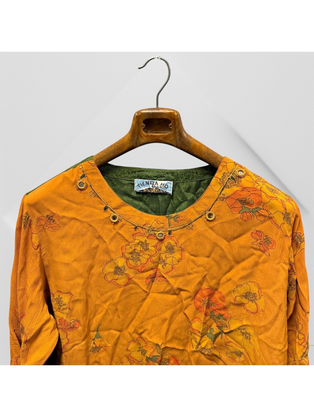 Tienda Ho Boho Medallion Indian Batik Tunic Top Blouse Button Front One Size